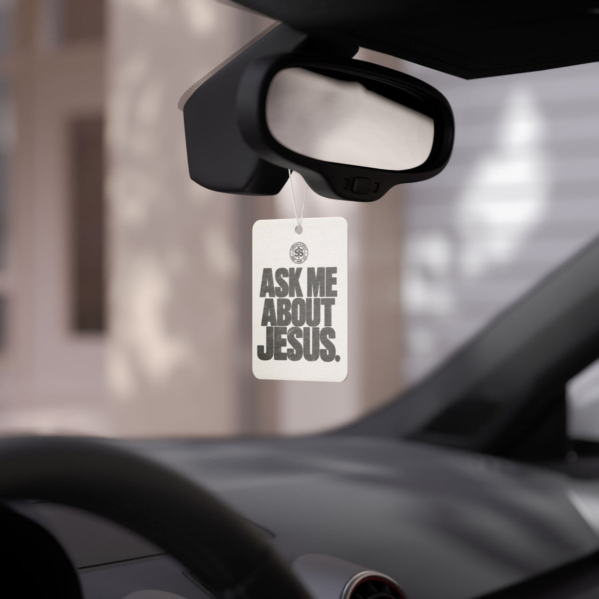 Ask Me About Jesus Car Air Freshener