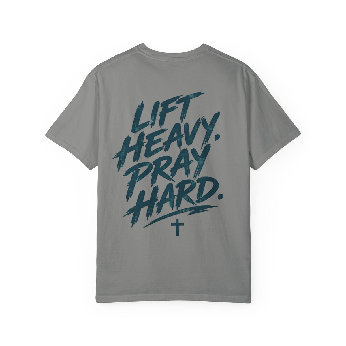 Lift Heavy Pray Hard T-Shirt | Faith Fitness Cross Tee