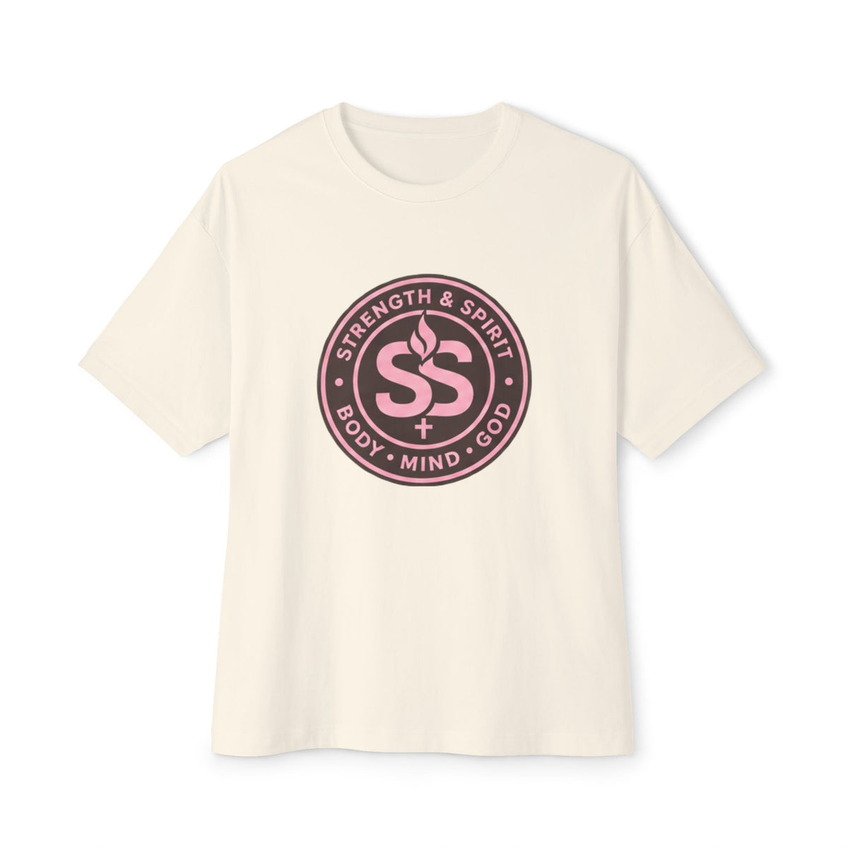 Strength & Spirit Logo Tee — Body • Mind • Soul Oversized Boxy T‑Shirt