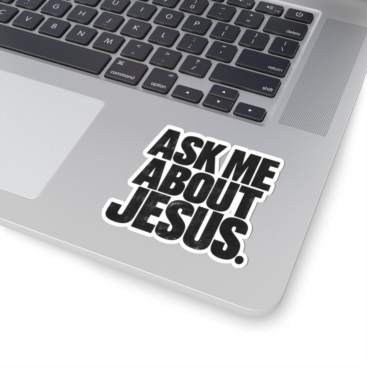 Ask Me About Jesus Sticker — Bold Religious Kiss-Cut Decal