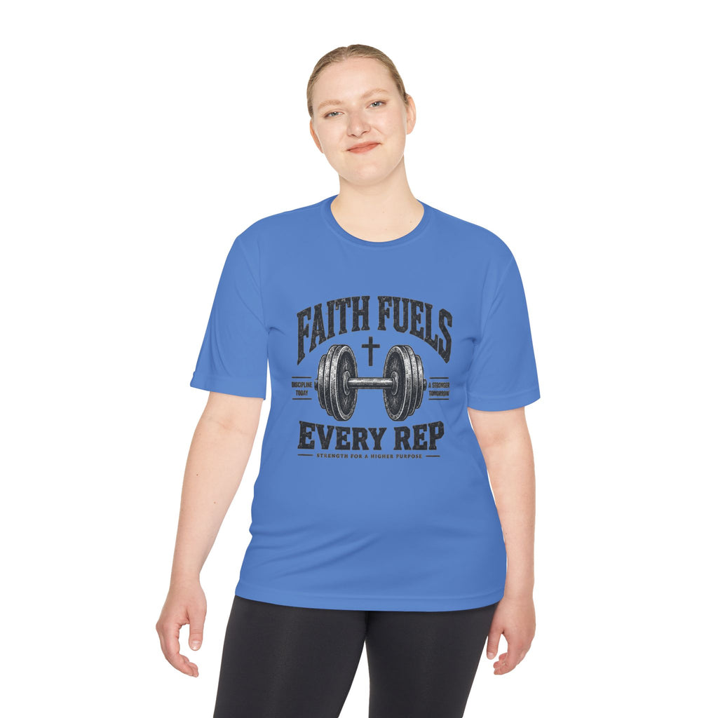 Faith Fuels Every Rep T-Shirt — Christian Gym Workout Tee