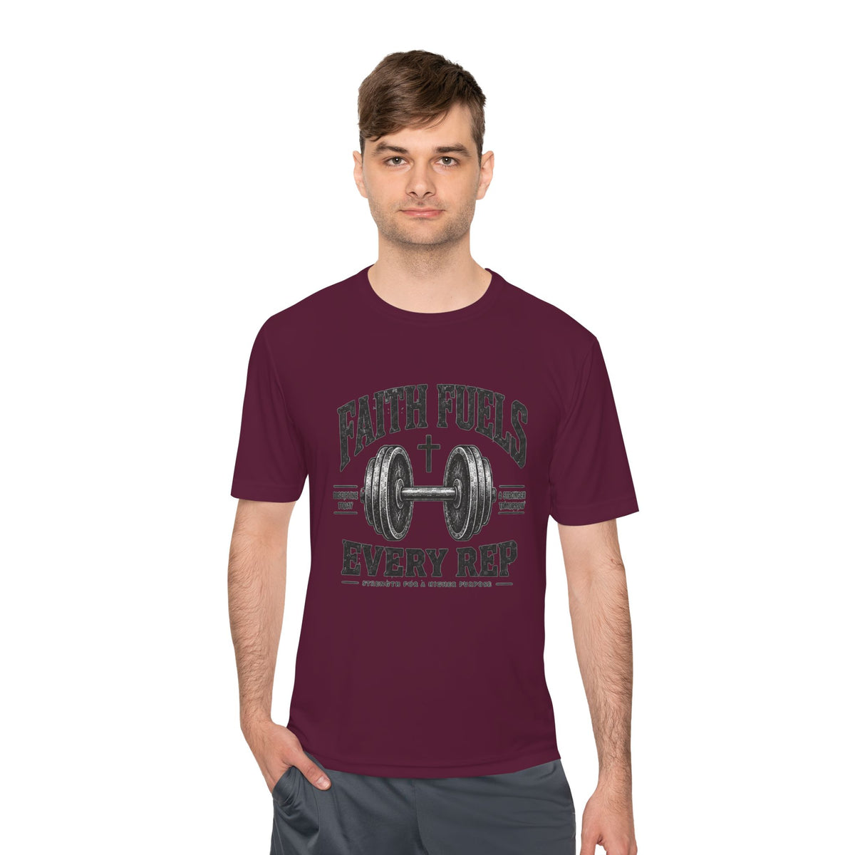 Faith Fuels Every Rep T-Shirt — Christian Gym Workout Tee