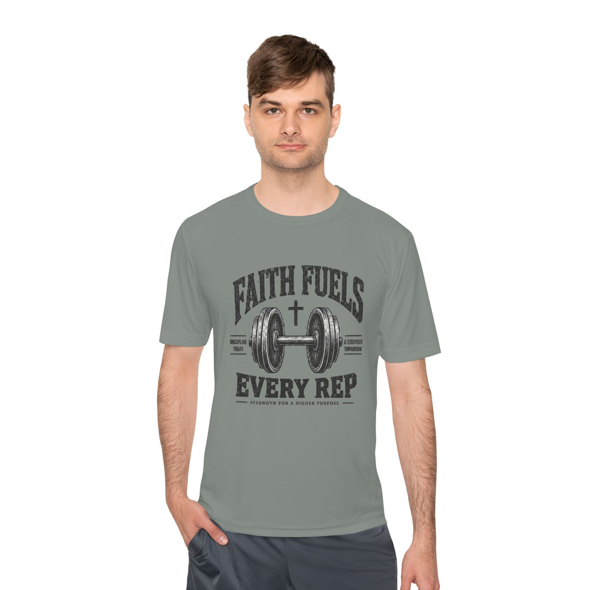 Faith Fuels Every Rep T-Shirt — Christian Gym Workout Tee
