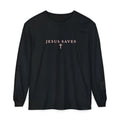 Jesus Saves Long-Sleeve T-Shirt — Crucifix Back Graphic Christian Tee