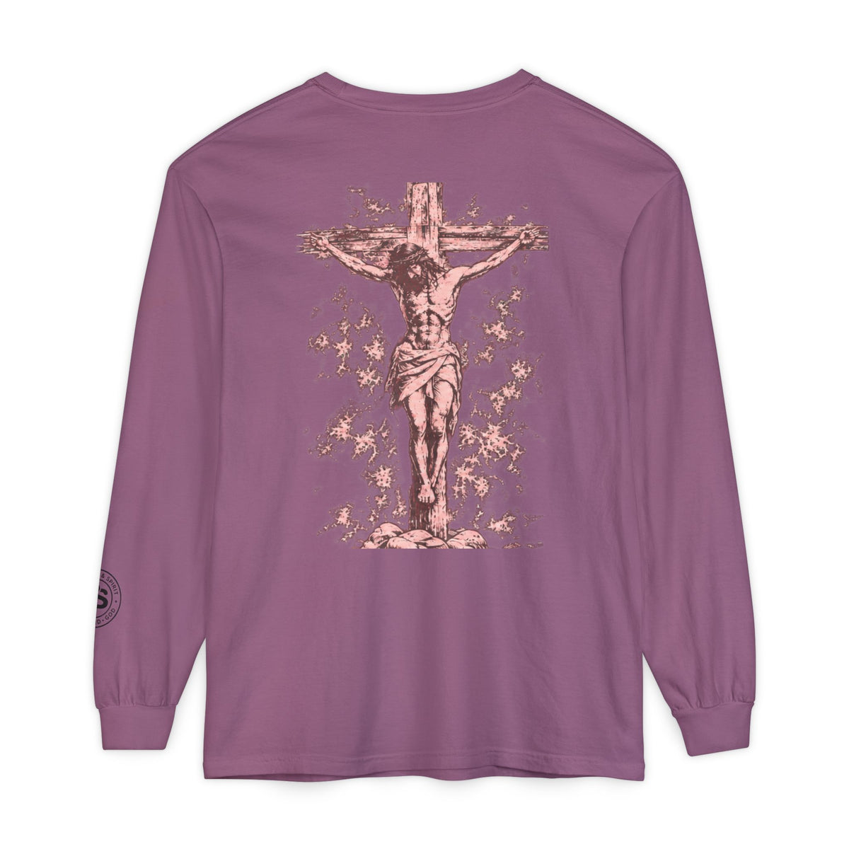 Jesus Saves Long-Sleeve T-Shirt — Crucifix Back Graphic Christian Tee