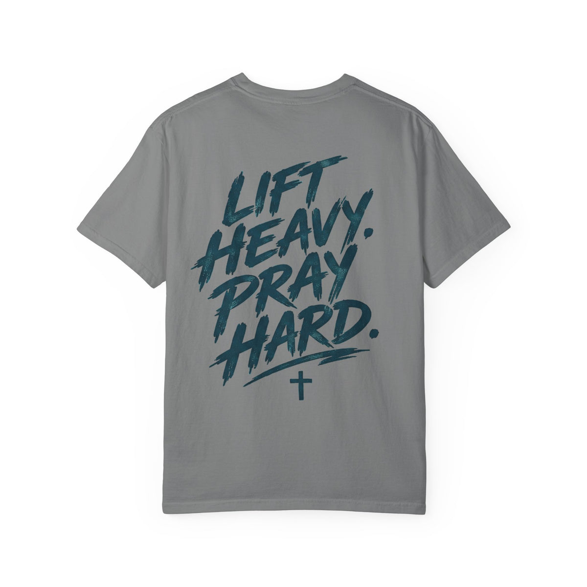 Lift Heavy Pray Hard T-Shirt | Faith Fitness Cross Tee