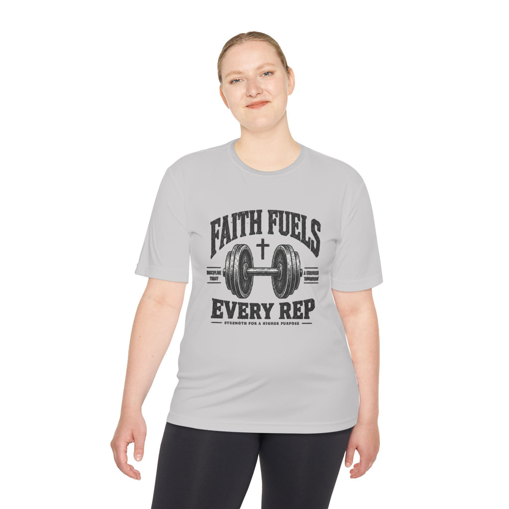 Faith Fuels Every Rep T-Shirt — Christian Gym Workout Tee
