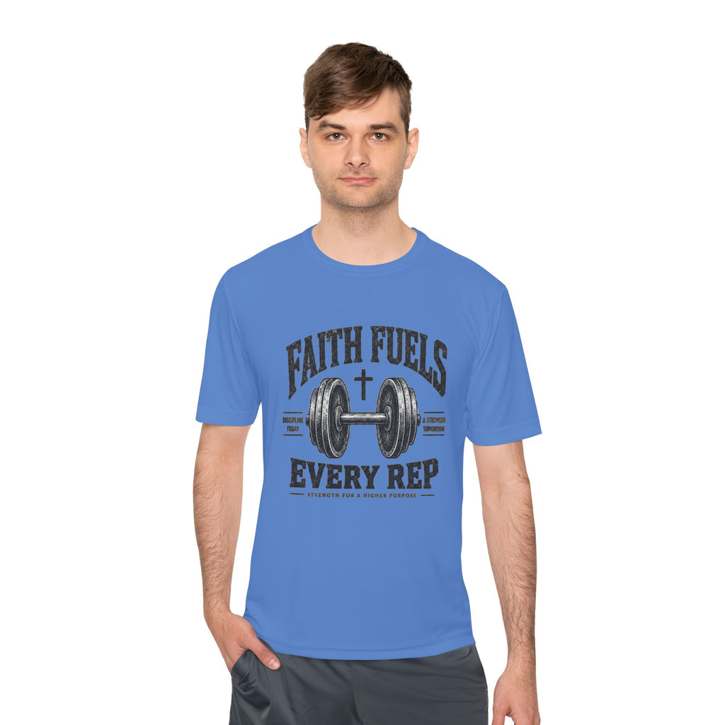Faith Fuels Every Rep T-Shirt — Christian Gym Workout Tee