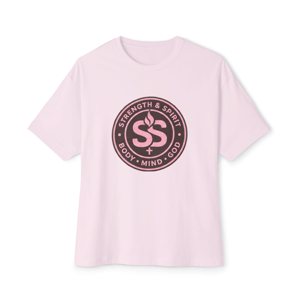 Strength & Spirit Logo Tee — Body • Mind • Soul Oversized Boxy T‑Shirt