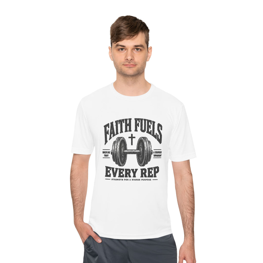Faith Fuels Every Rep T-Shirt — Christian Gym Workout Tee