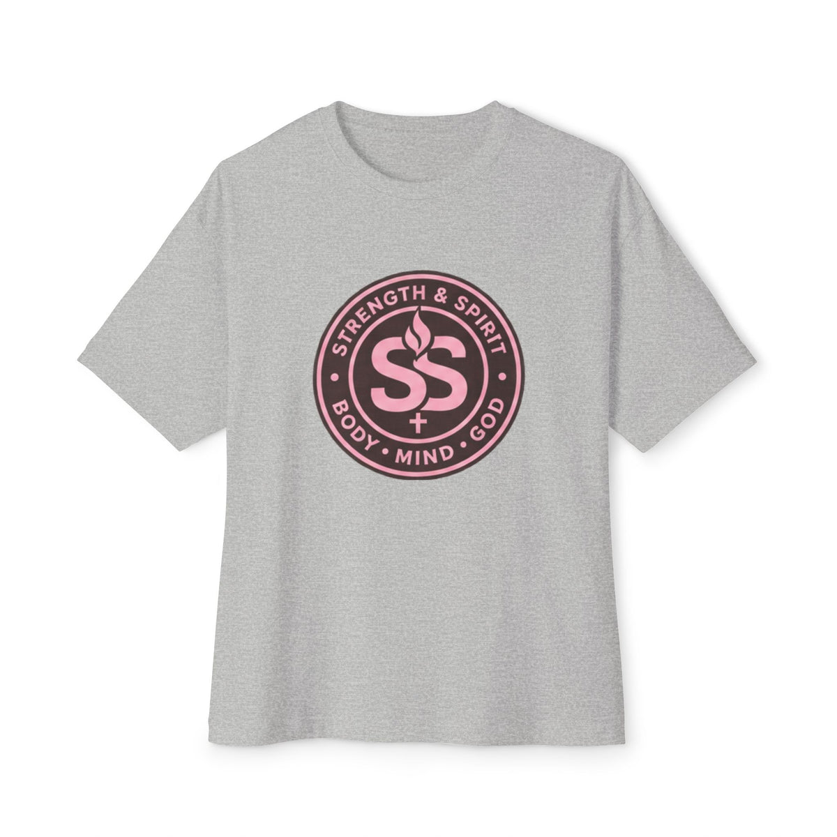 Strength & Spirit Logo Tee — Body • Mind • Soul Oversized Boxy T‑Shirt