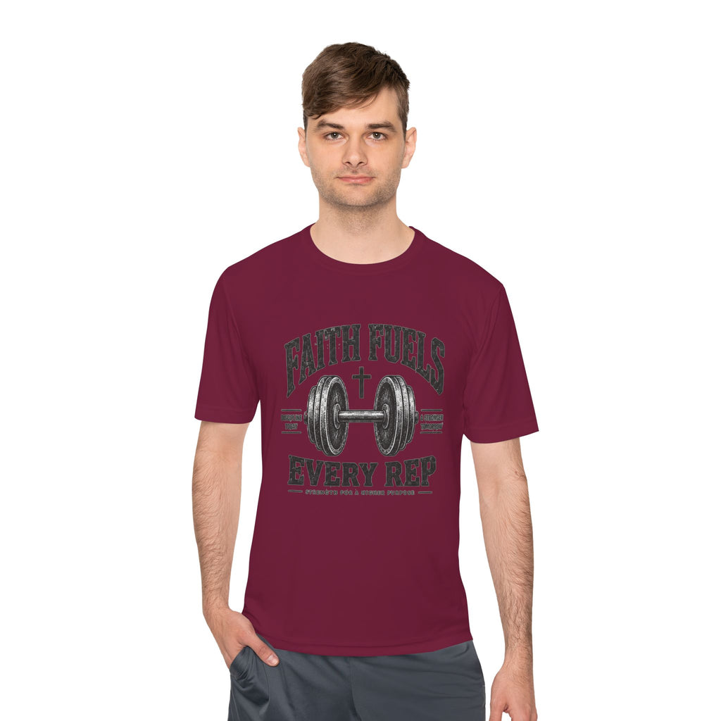 Faith Fuels Every Rep T-Shirt — Christian Gym Workout Tee