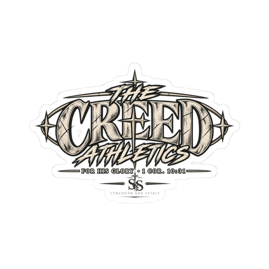 Creed Athletics Sticker — Vintage Script Decal (Includes "For His Glory 1 Cor. 10:31")
