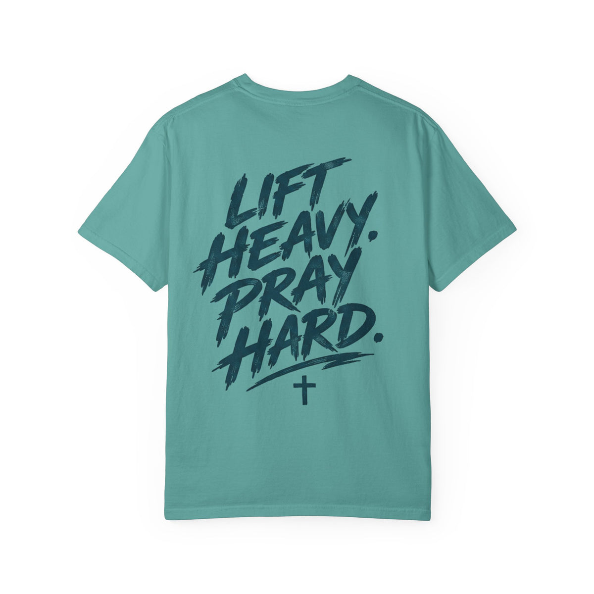 Lift Heavy Pray Hard T-Shirt | Faith Fitness Cross Tee
