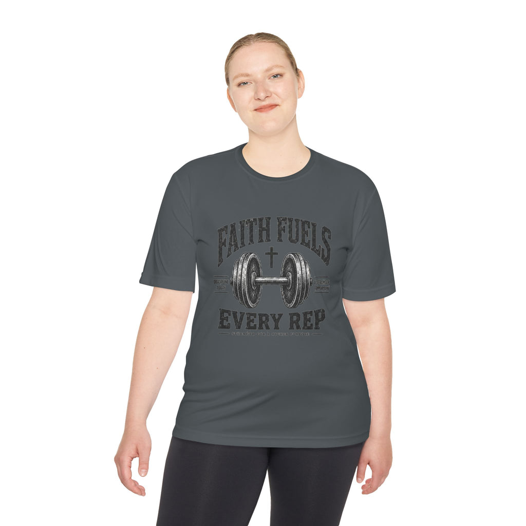 Faith Fuels Every Rep T-Shirt — Christian Gym Workout Tee