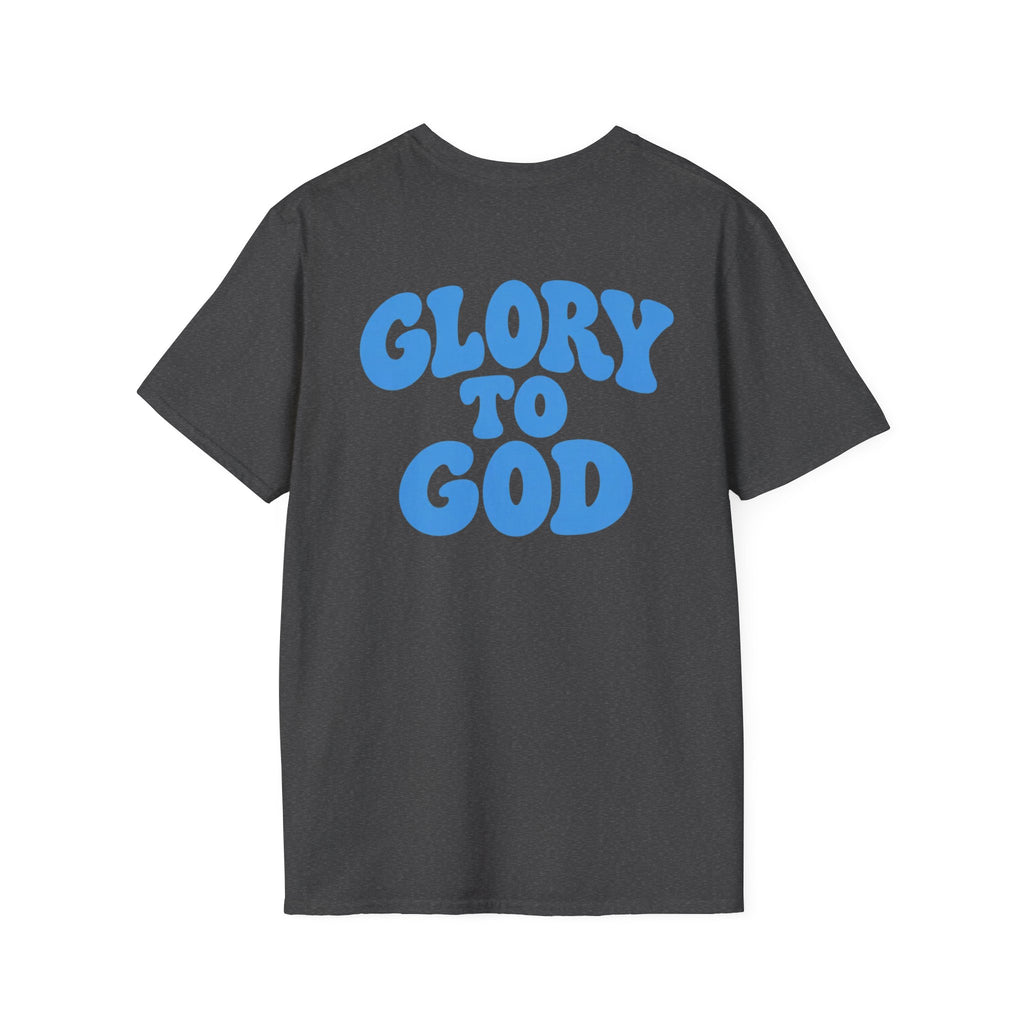 Glory to God T-Shirt — Retro Blue Faith Tee